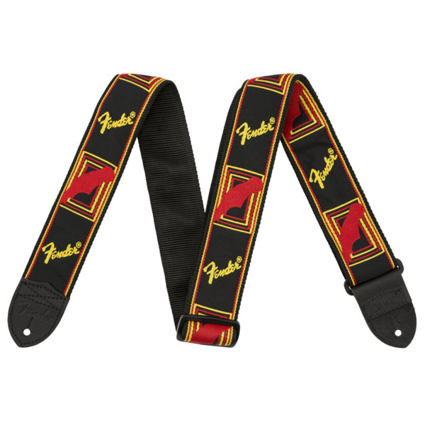 Square copy FENDER STRAP MONOGRAMED BLK/YELL